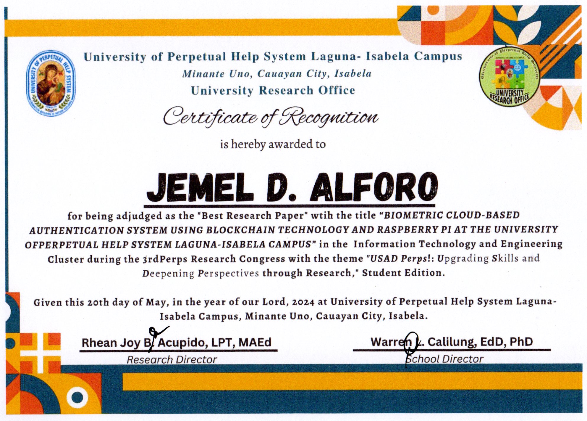Best in Research Paper